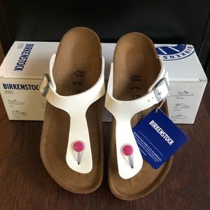 BNIB Birkenstock Gizeh white/pink Kids sz 33